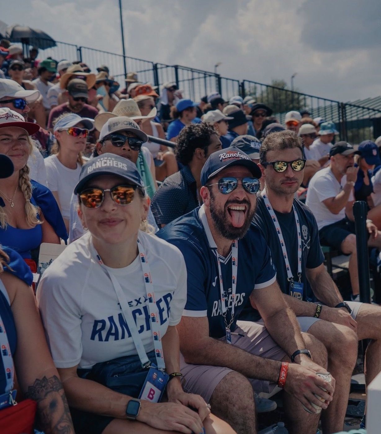 Ted and the Ranchers crew in the stands