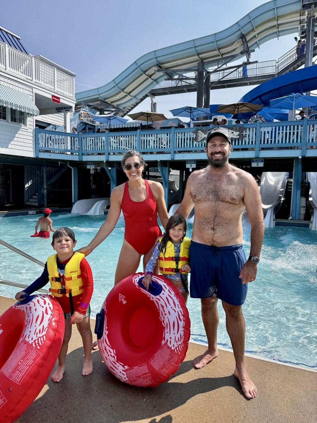 The family at a water park